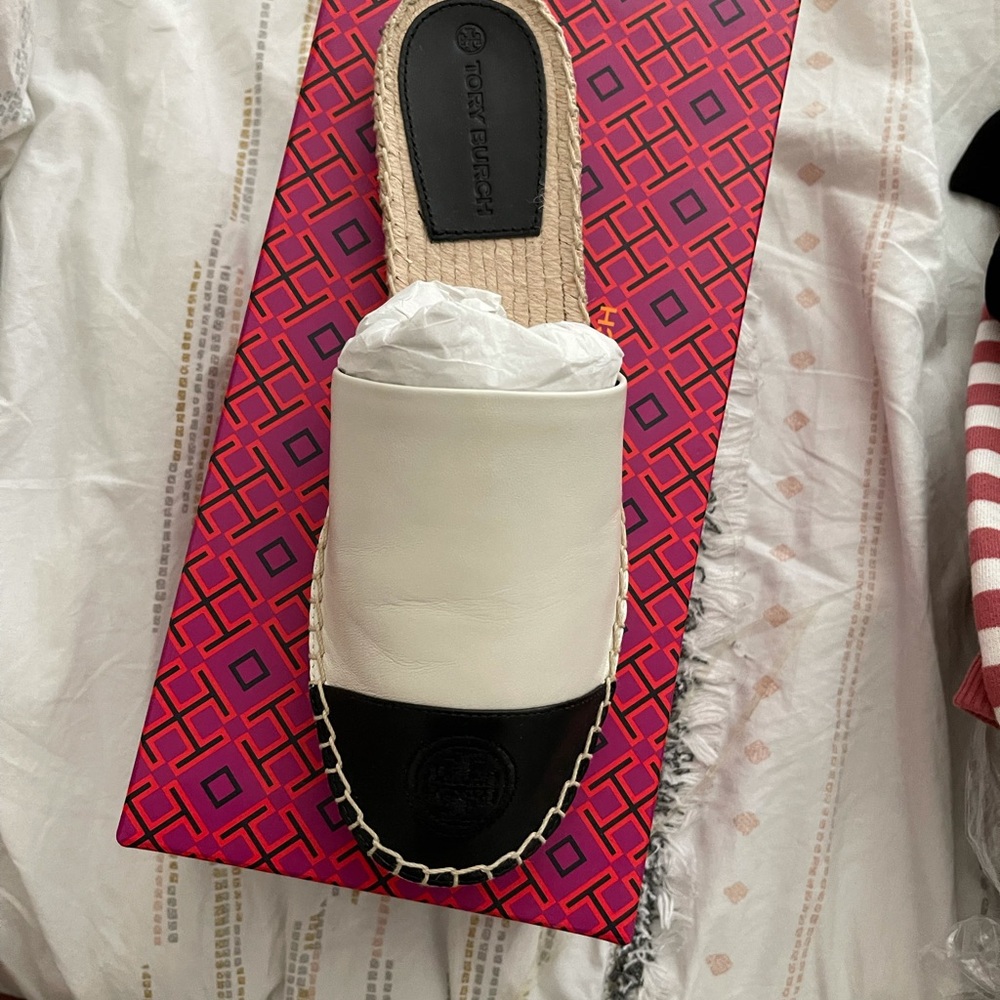 Tory Burch Nappa leather mule slide espadrilles